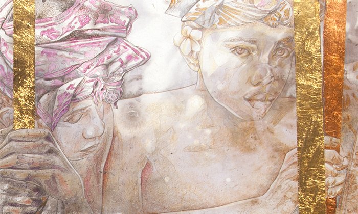 Jean-Philippe Haure, Waiting for the King (detail), 2018, water media on (…)