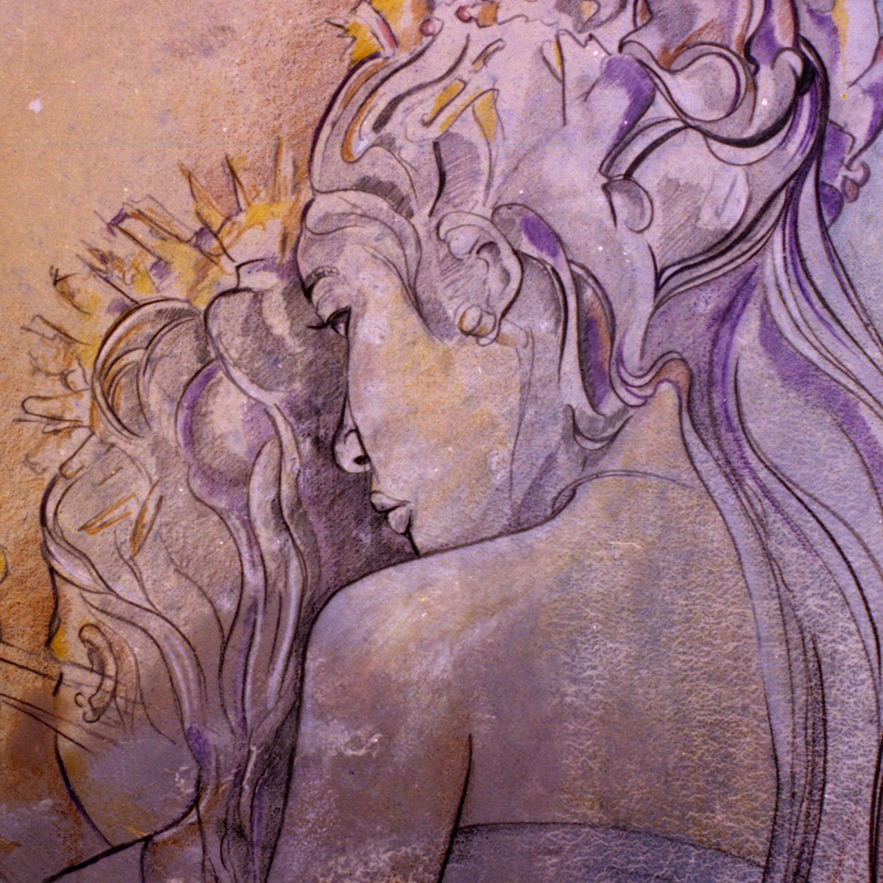 Cubism drawing for hair.